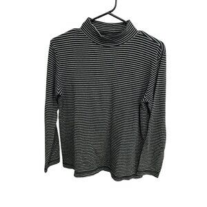 Liz Claiborne Striped Turtleneck Long Sleeve Top Black White Sz Small Knit Chic